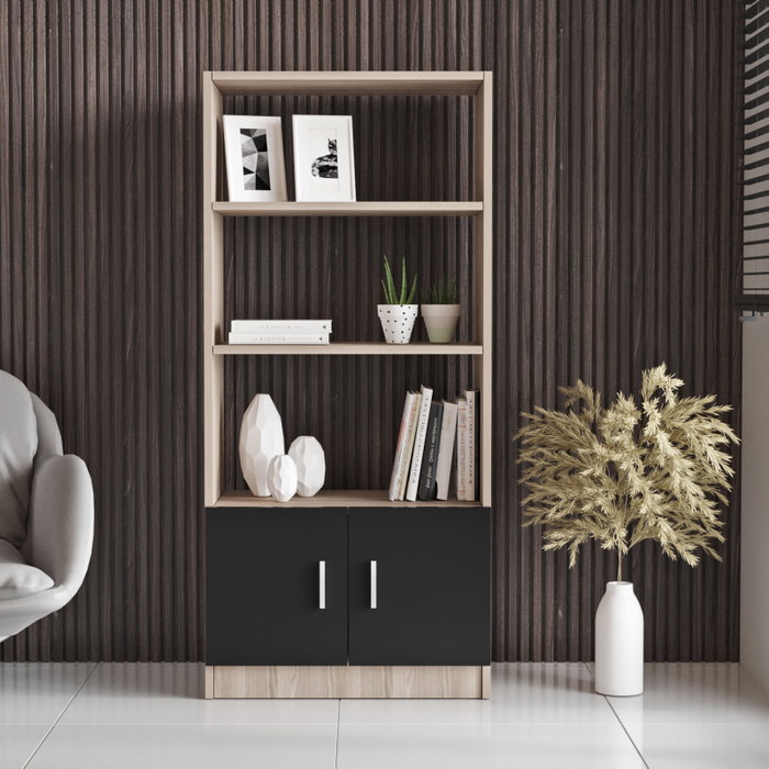 Hanah Home Vo4-Ob Estantería Roble y Negro